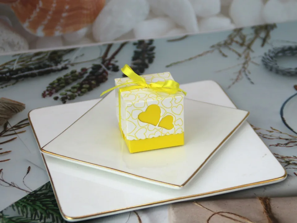 50Pcs Double Love Heart Candy Gift Boxes with Ribbon Wedding Favor Boxes Party Packagin... - SKU HCGB1016 - UGI Packaging