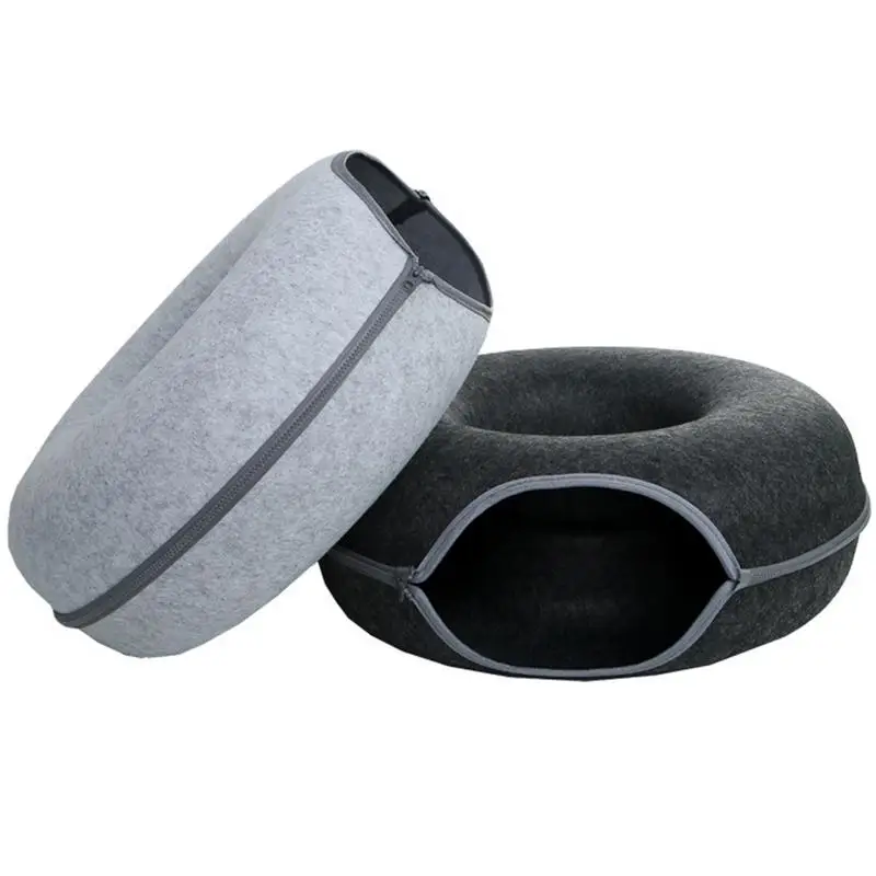 

Круглая кровать для кошки, тунель, съемный туннель для кошки, туннель с пончиком, войлочная кошачья кровать против царапин, нескользящая игрушка для кошки, домик для домашнего питомца