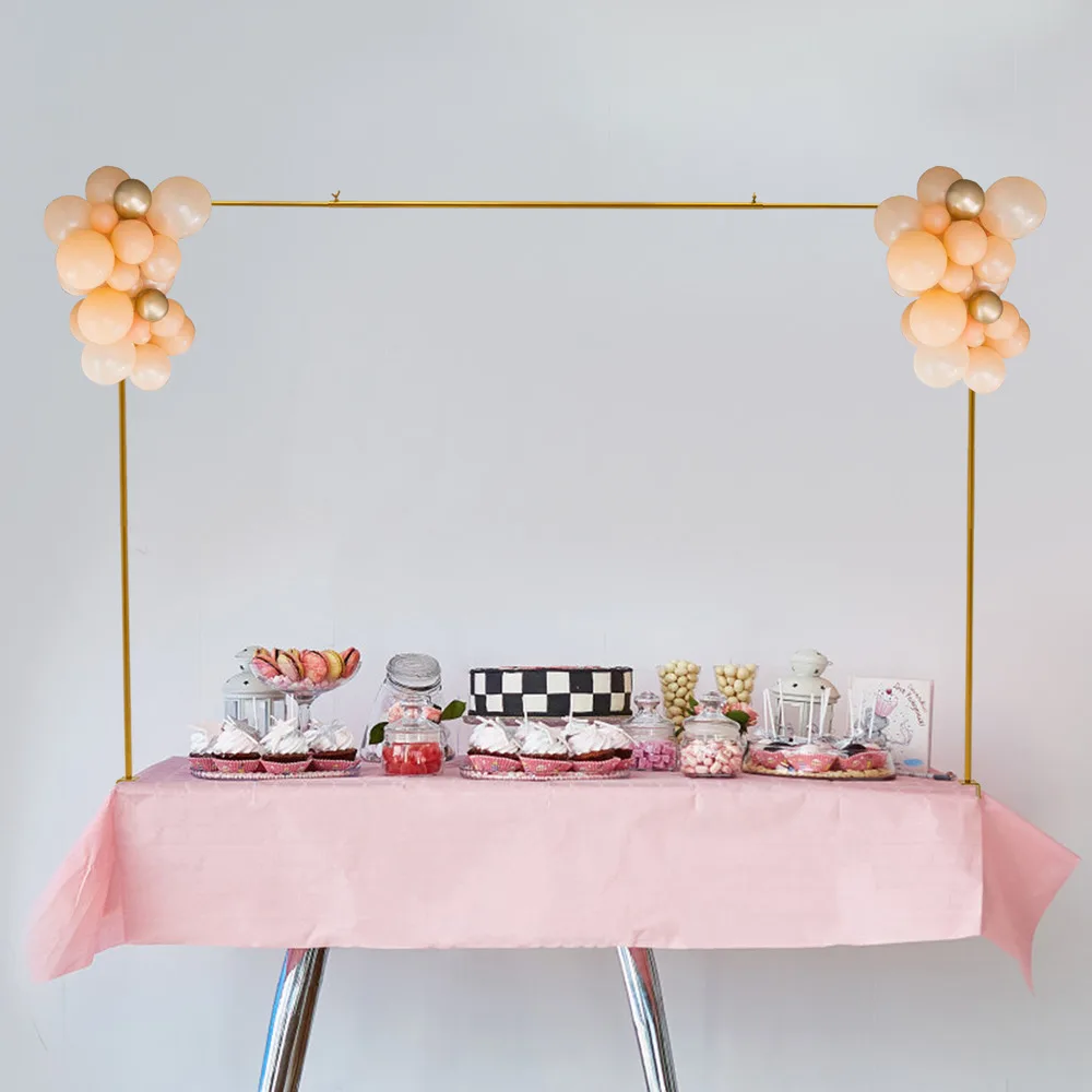 3.28ft Tall Over The Table Rod Stand Adjustable Gold Metal Table Arch Clamp Stand Decor Easy to Store for Weddings and Parties