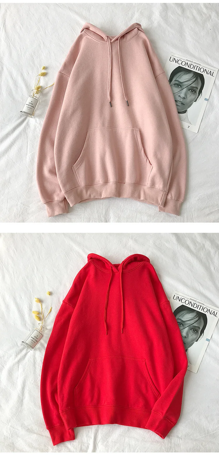 off white hoodie NoEstaMal Woman Fleece Warm Hooded Sweatshirts Solid Color Korean Streetwear Female Pullover 2022 Oversized Women Casual Hoodies oversized sweatshirt