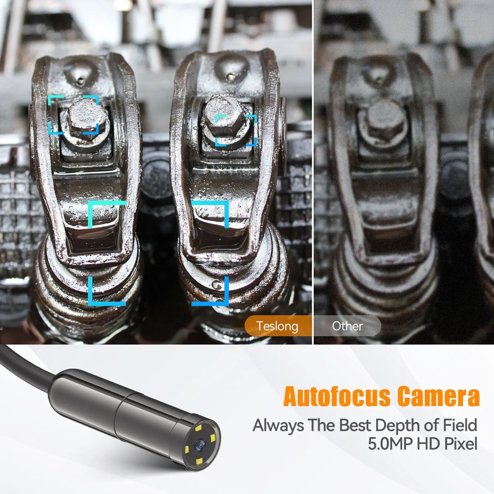 TESLONG 5.0MP 3 in 1 Usb Endoscope Camera 2594x1944P IP67 Auto Focus Hard Wire Industrial Borescope for Android Ios 2