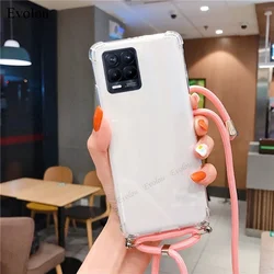 Transparent Shockproof Crossbody Lanyard Phone Case - Soft Silicone Back Cover for Oneplus 12R (Deep pink)