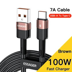 Essager 7A USB Type C Cable - 66W Fast Charging Data Cord - 1M (Brown 7A 100W A To C)