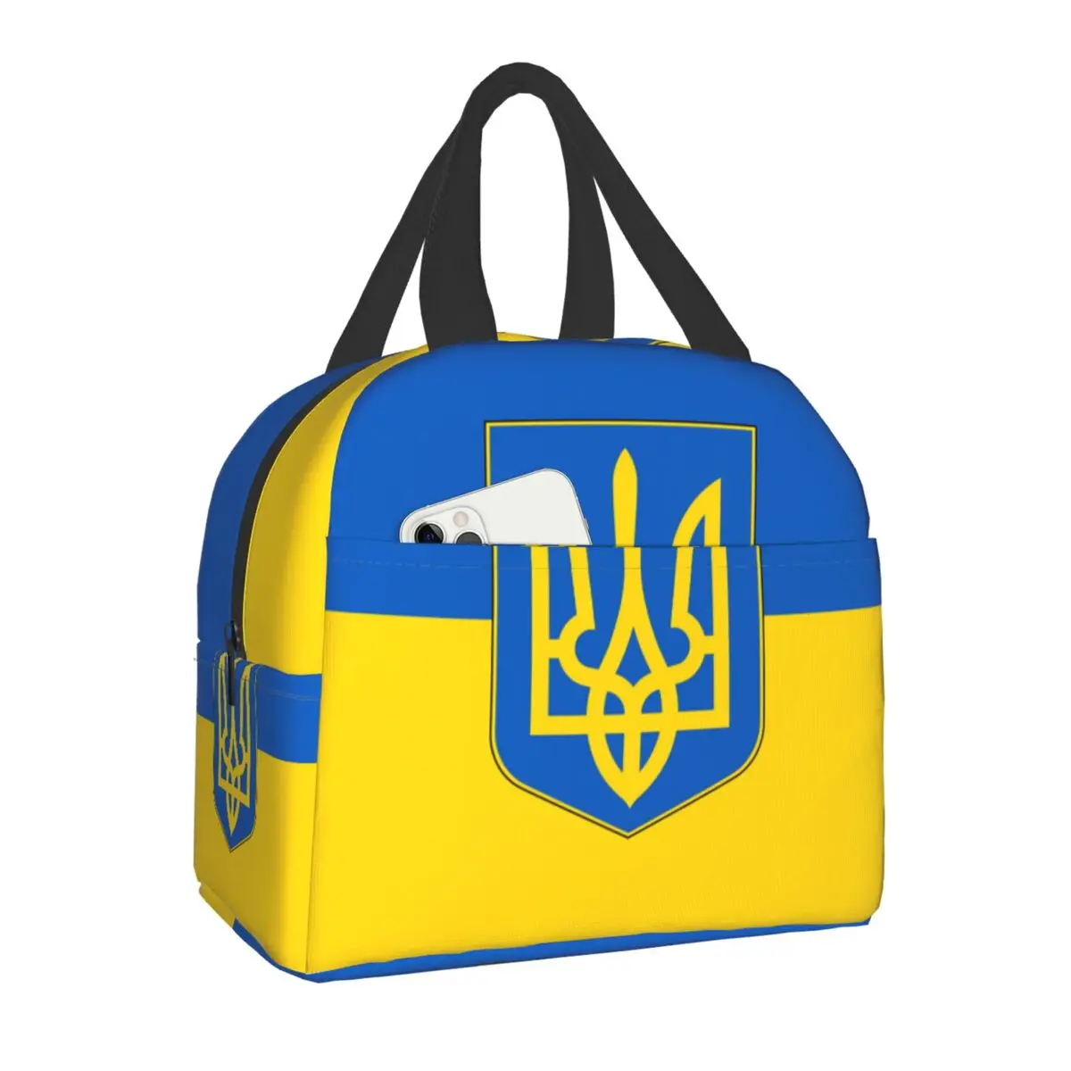 

Flag Of Ukraine Insulated Lunch Bag for Women Men Leakproof Coat Of Arms Of Ukraine Thermal Cooler Lunch Tote Beach Travel