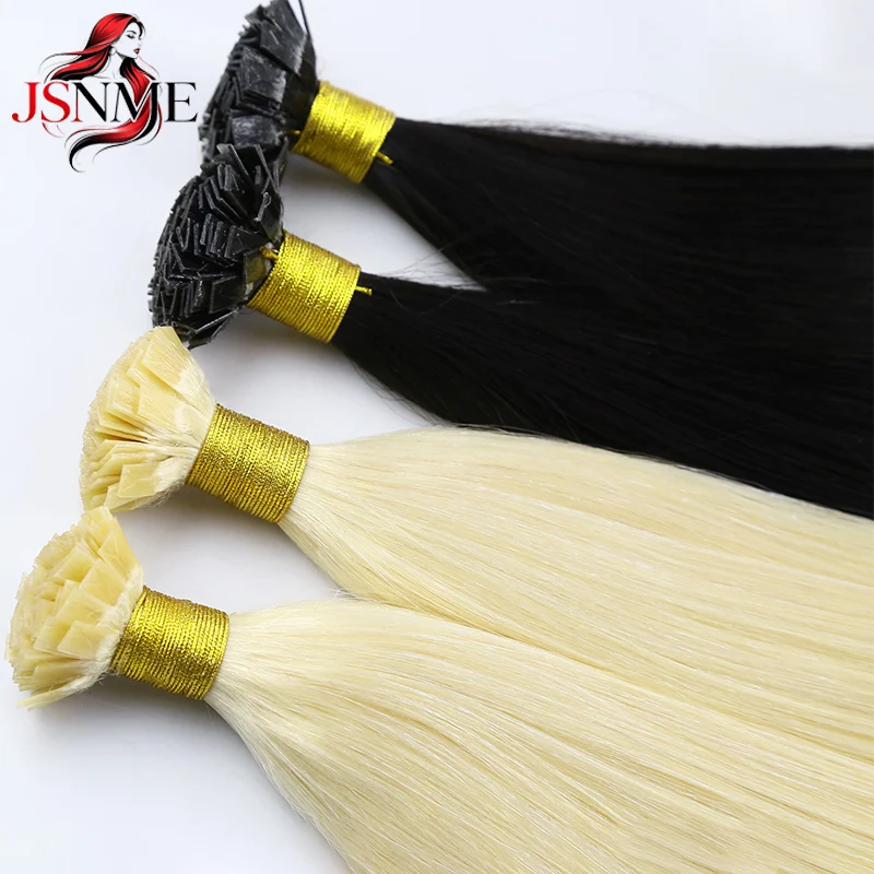 JSNME Estensioni dei capelli a punta piatta di alta qualità Cheratina Naturale Estensione dei capelli veri umani Marrone Biondo 1 g/filo per il salone - immagine 2
