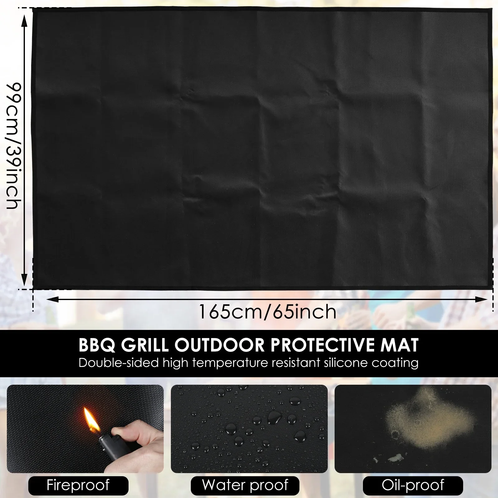 Under Grill Mats for Outdoor Grill Fireproof Deck and Patio Protective Mats Waterproof Fire Pit Mat Reusable Oil-Proof