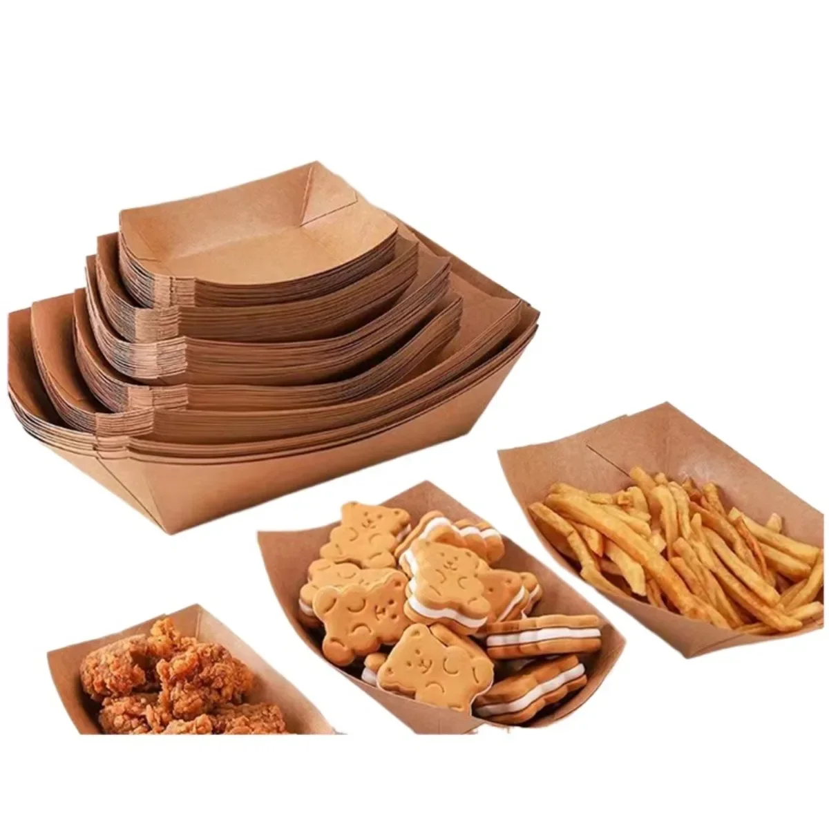 Biodegradable Kraft Paper Box for BBQ Tray and Fast Food Packaging papel encerado para comida бумага для сендвичей