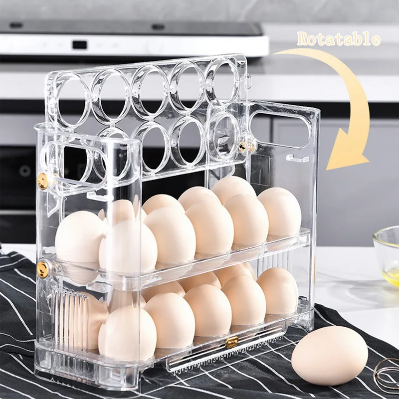 Kitchen Storage Rack Egg Storage Box Refrigerator Organizer Food Containers Egg Fresh-keeping Case Holder Tray Dispenser