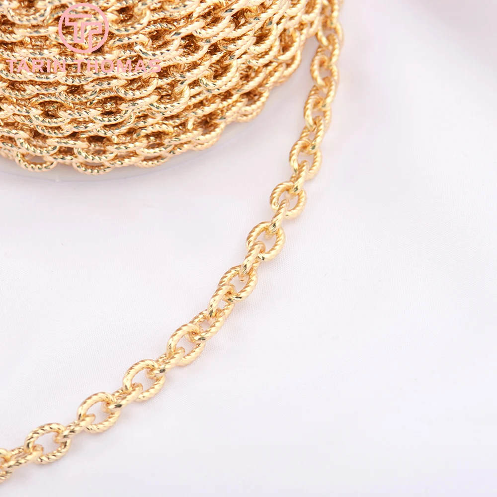 (5112)1 Meter Chain Link 6x8MM 24K Gold Color Brass Necklace Chains Bracelet chains Quality Diy Jewelry Findings Accessories