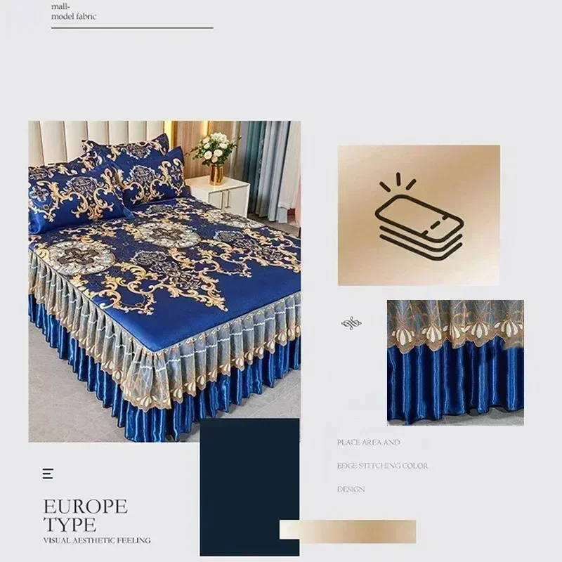 Summer Bed Skirt Style Bedspread Lace European Style Three Piece Set Skirt Bed Cover Mattress Dust Protection Cover 3Pcs