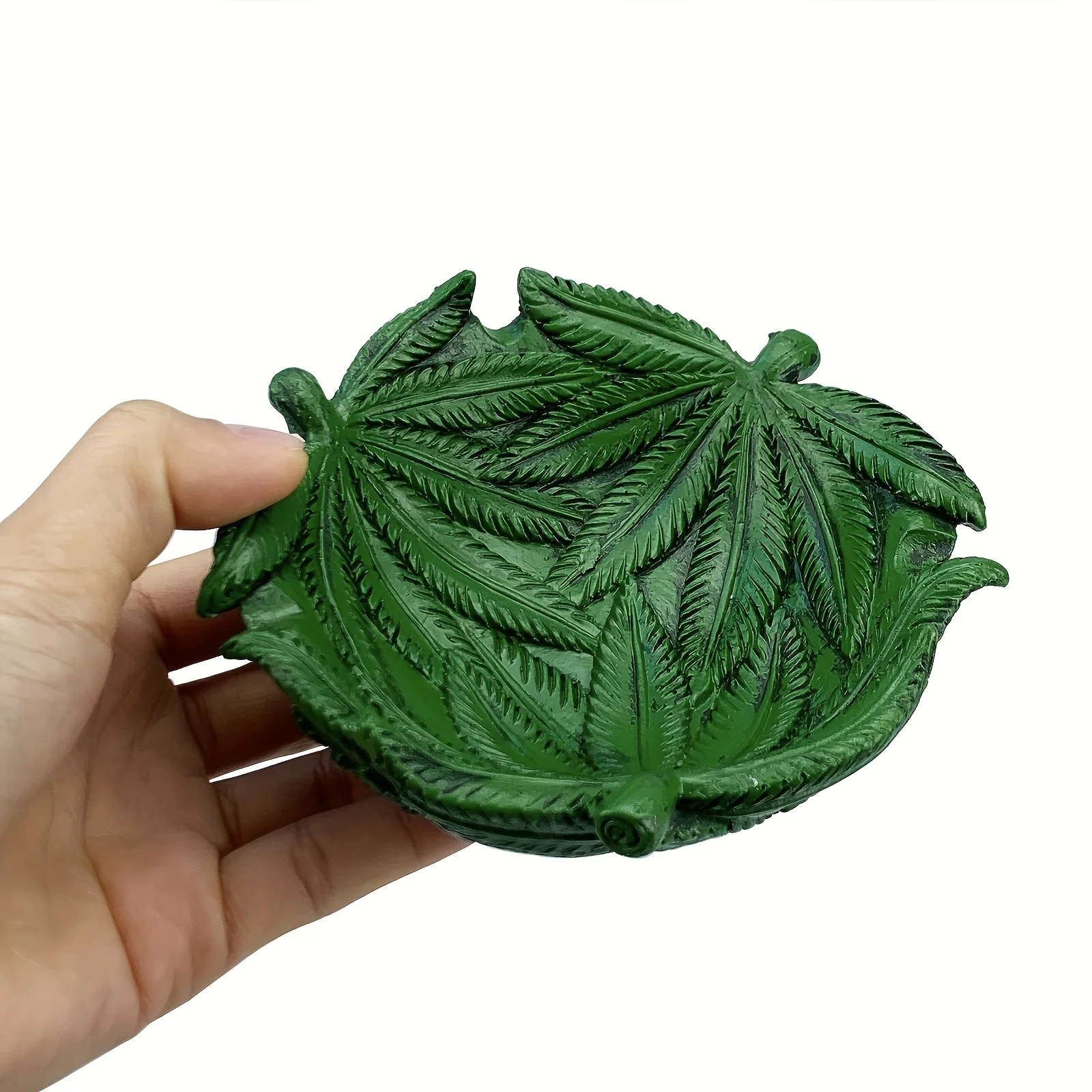 Portable Ashtray Vintage Green Leaf Resin Key Holder Desk Organizer Home Decor Retro Bar Accessory Indoor/Outdoor