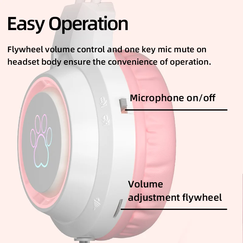 New SY-G35 Wired Cat Ear Headphones RGB Lighting 360&deg; Noise Canceling Mic HiFi Sound Quality Computer PC Laptop Gaming Headset
