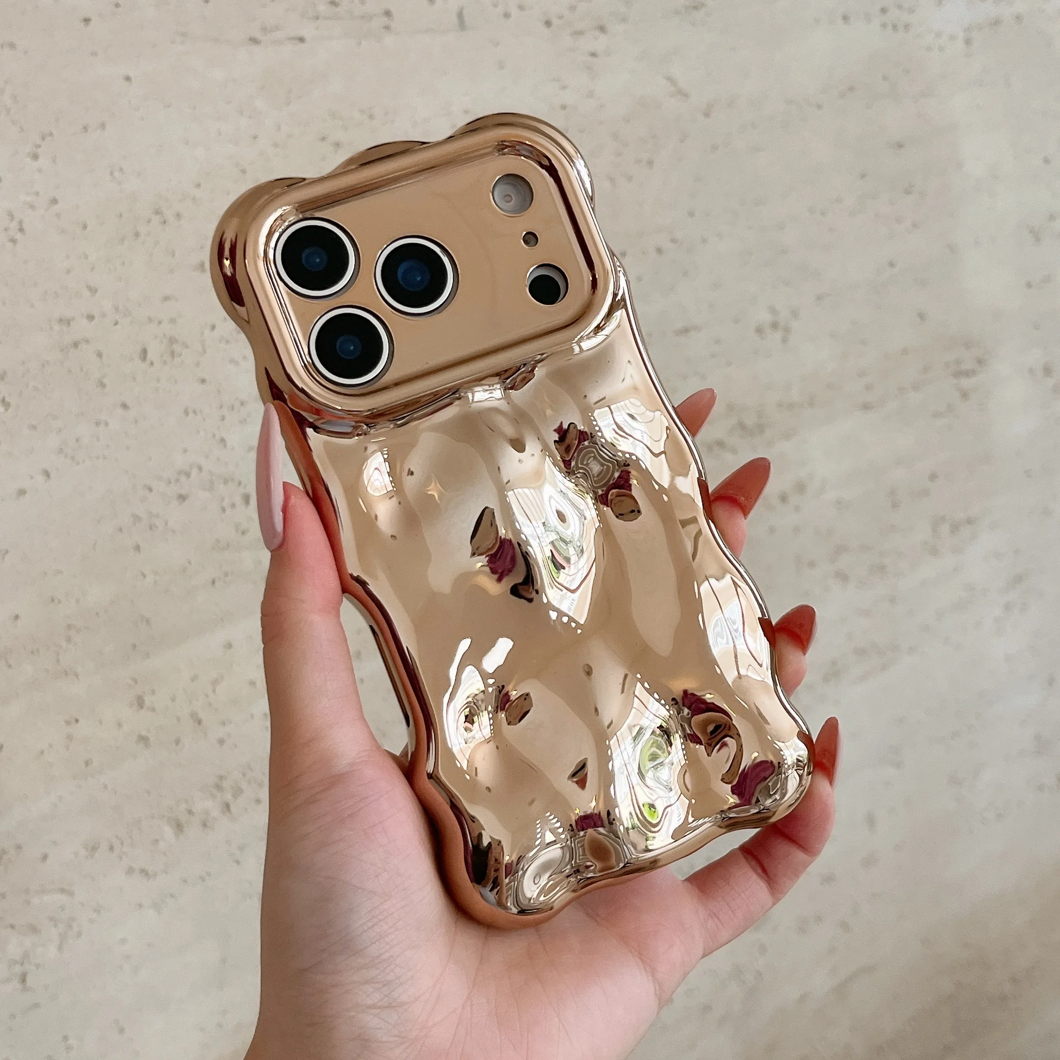 Glitter Glossy 3D Meteorite Wavy Plating Soft Case with Bubble Camera Protection