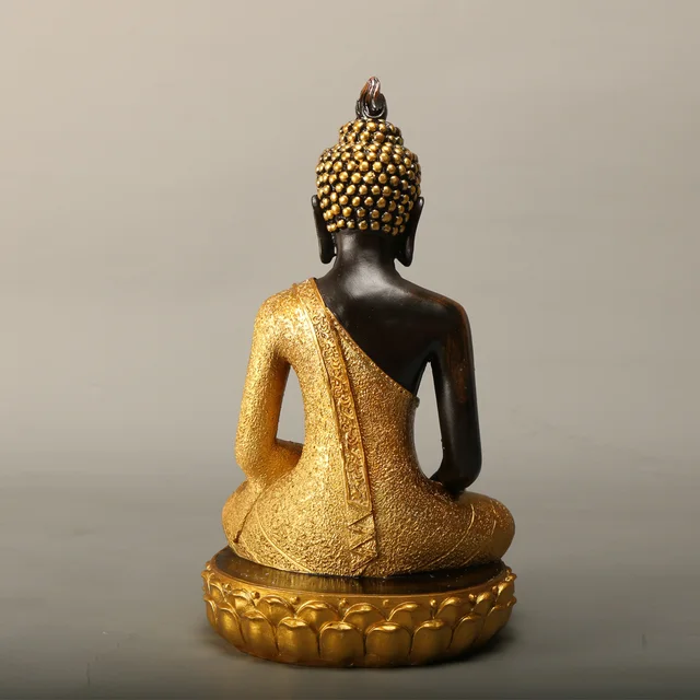Statue de bouddha dorée d'asie du sud-est, plate-forme de Lotus, décoration intérieure de Statue de bouddha, décor de salle de maison, 1 pièce 2