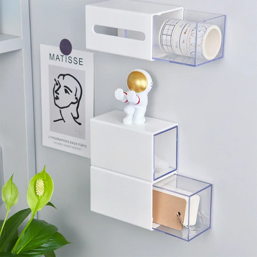 1pcs bathroom wall-mounted cotton swab storage box without punching flip-top storage box mini miscellaneous box 4