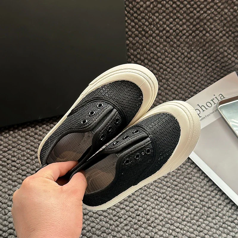 Kız için çocuk Ayakkabısı Yeni Bahar Sonbahar Örgü Bebekler gündelik ayakkabı kaymaz Siyah Bej Çocuklar Moda Spor Ayakkabı Basit