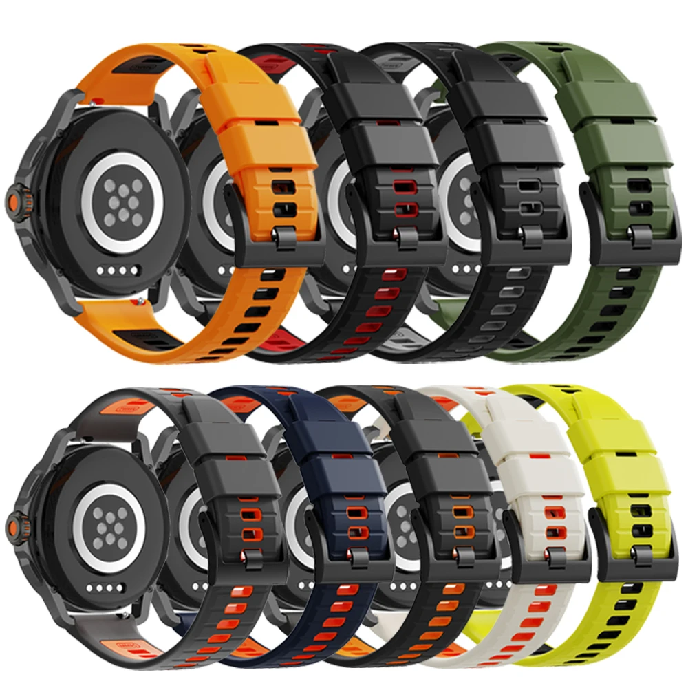 Sporty Two-Tone Silicone Wristband - 24mm Strap