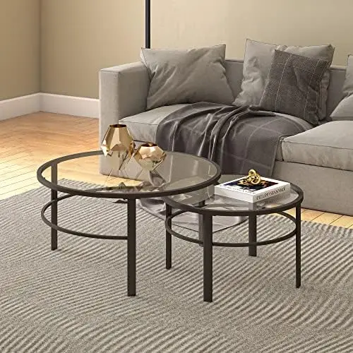 

Round Nested Coffee Table in Brass, Coffee Table coffee tables for living room, studio apartment essentials Small coffee table T