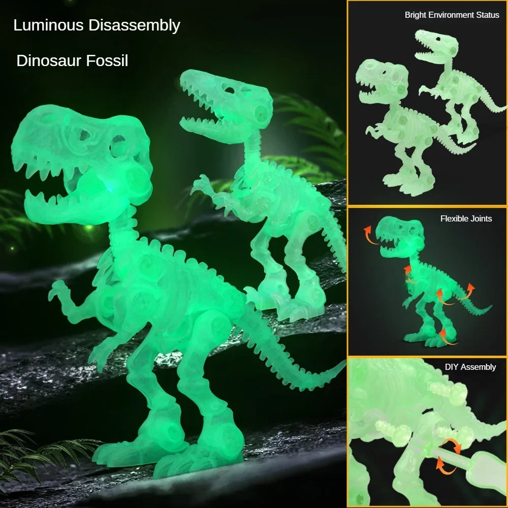 

Simulation Luminous Dinosaur Fossil Skeleton Model Children's DIY Handmade Dinosaur Skeleton Assembly Set Educational Toys