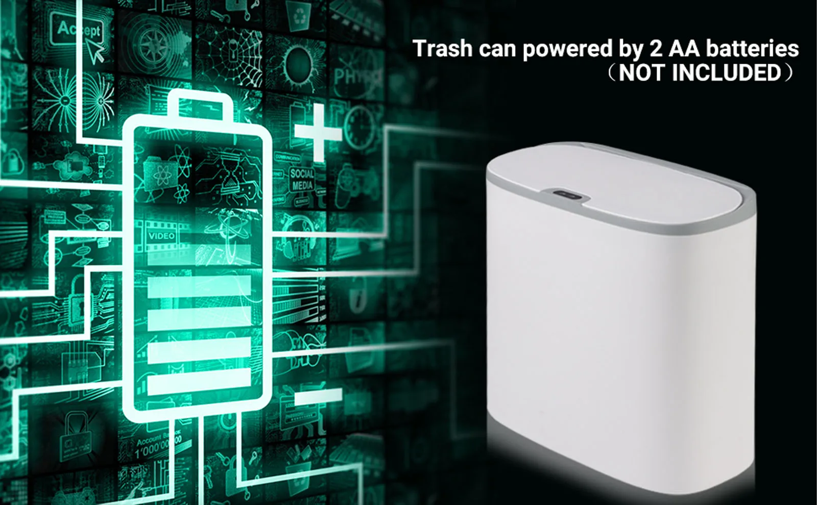 Touchless Motion Sensor Trash Can - Automatic Waterproof Slim Garbage Bin for Bathroom and Kitchen