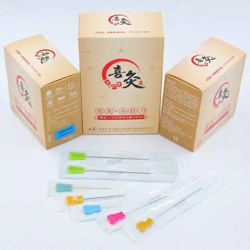 EACU Disposable sterile acupuncture needles plastic handle blade flat edge knife needle acupotomy needle 50 pcs Disposable Acupuncture Needle