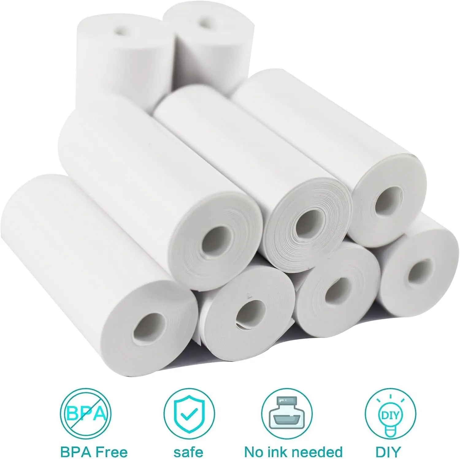 Kids Instant Camera Refill Print Paper White Non-Adhesive 57mm-Photo Printer Thermal Paper Rolls for Portable Mini Printer