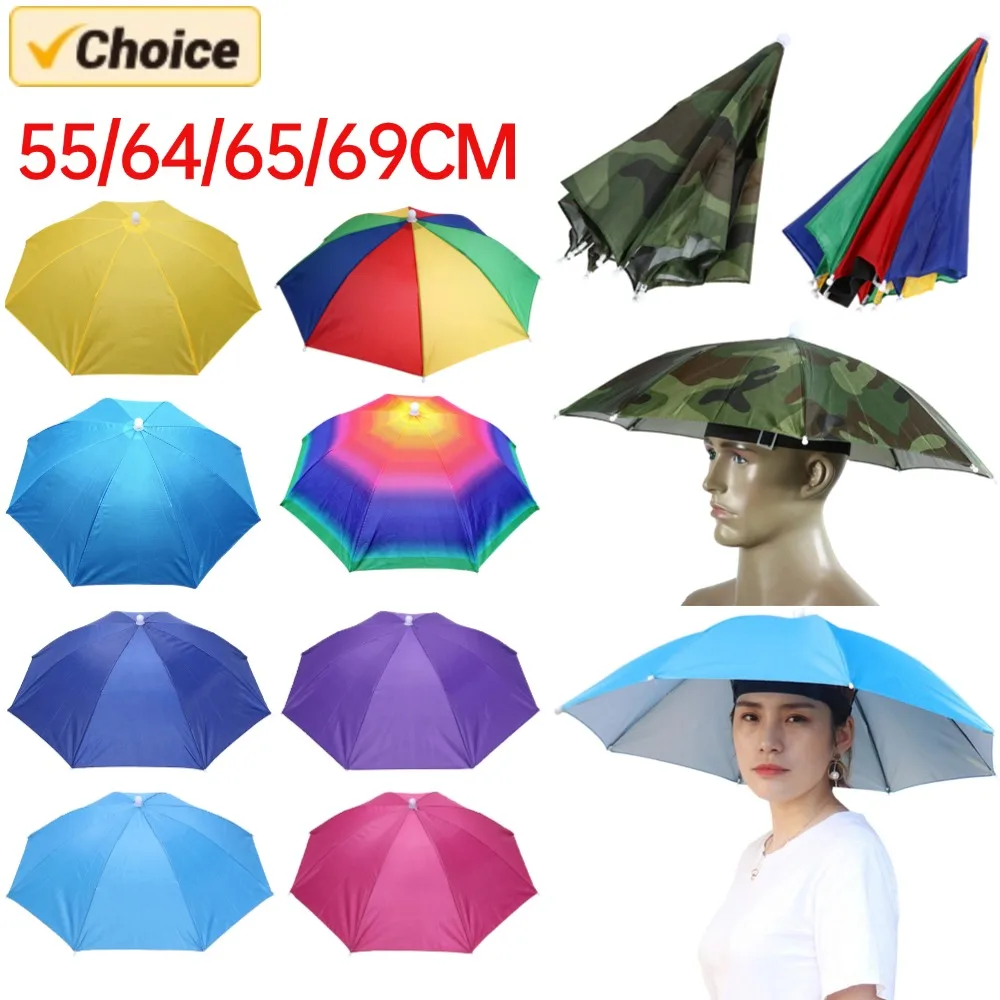Portable Foldable Rain Umbrella Hat Outdoor Fishing Sunshade Anti-UV 55-95CM