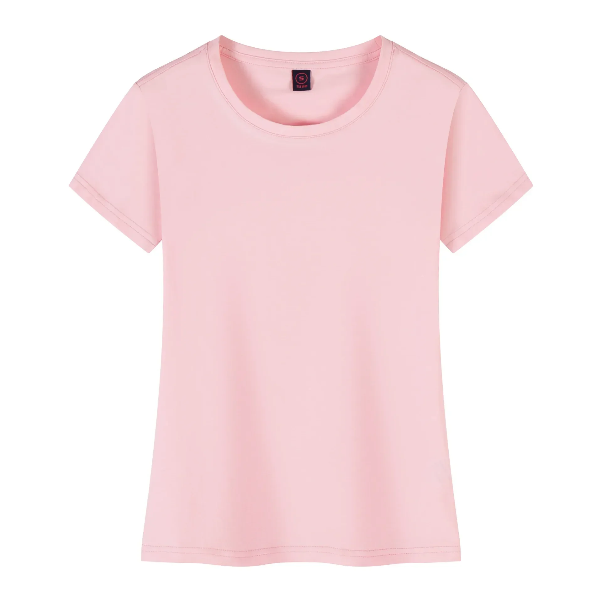 

New T-shirt women's casual fashion with solid color round-neck short sleeve white