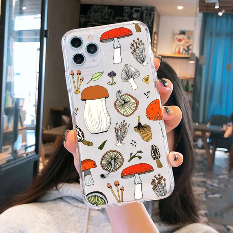 Kawaii Mushroom Transparent Phone Case - Cute Design Back Cover