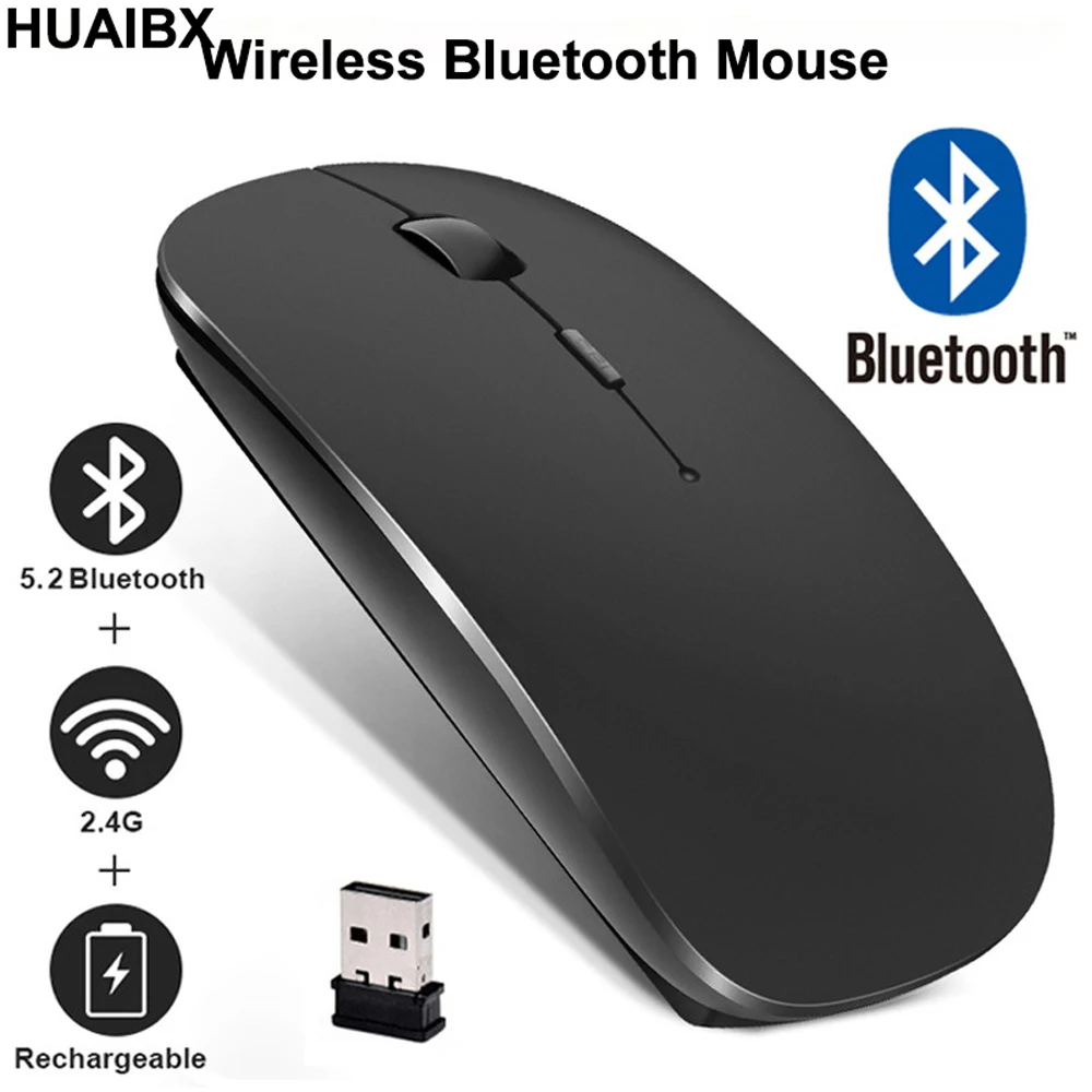 Wireless Bluetooth Mouse 2.4GHz Dual Modes RGB Rechargable Quiet Slim Wireless Mice Compatible For PC iPad Laptop PC Computer - 1