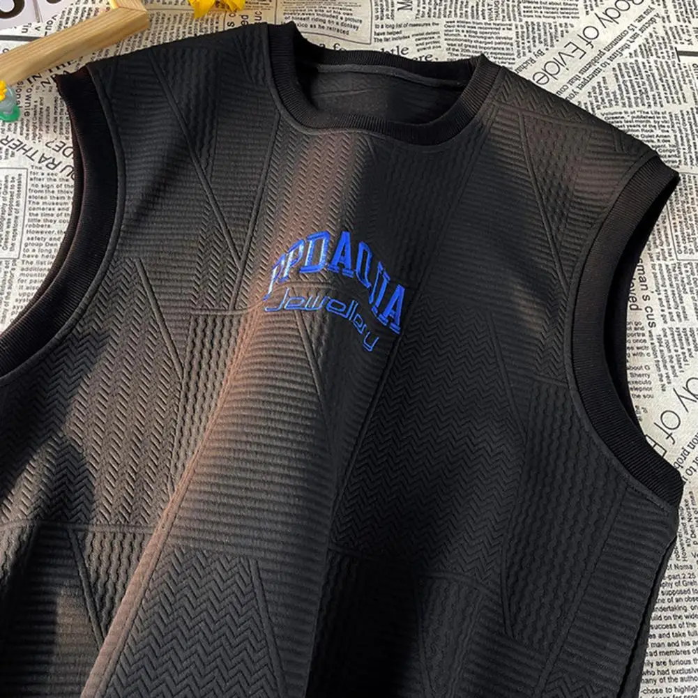 

Sleeveless Vest Streetwear Men's Summer Fitness Vest with Wide Shoulder Straps 3d Stripes Street Style T-shirt Quick Drying