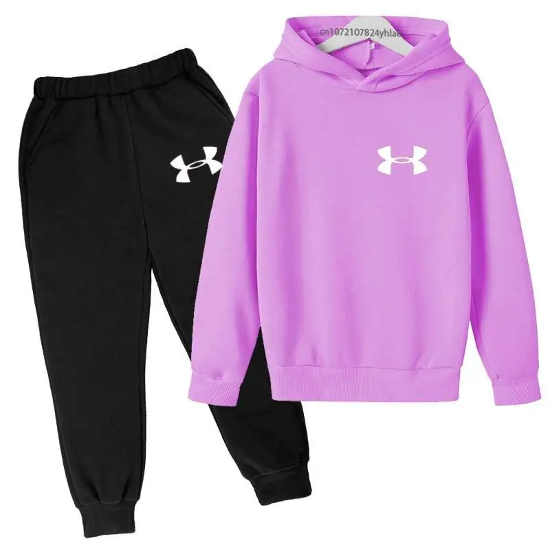 thumbnail image 1 of Conjunto de 2 piezas de sudadera y pantalones de terciopelo para niños, primavera y otoño, informal, sencillo, para niñas de 2 a 13 años, 1 of 5