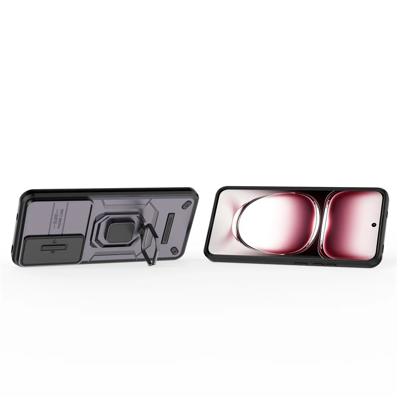 Slide Camera Ring Holder Armor Phone Case with Magnetic Back Cover