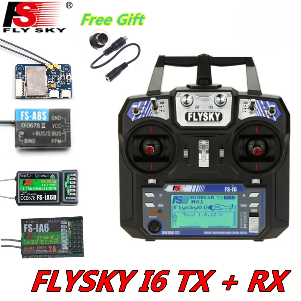 

FLYSKY FS-I6 I6 2.4G 6CH AFHDS 2A Rdio Transmitter with IA6B X6B A8S R6B IA6 Receiver for RC Airplane Helicopter FPV Drone