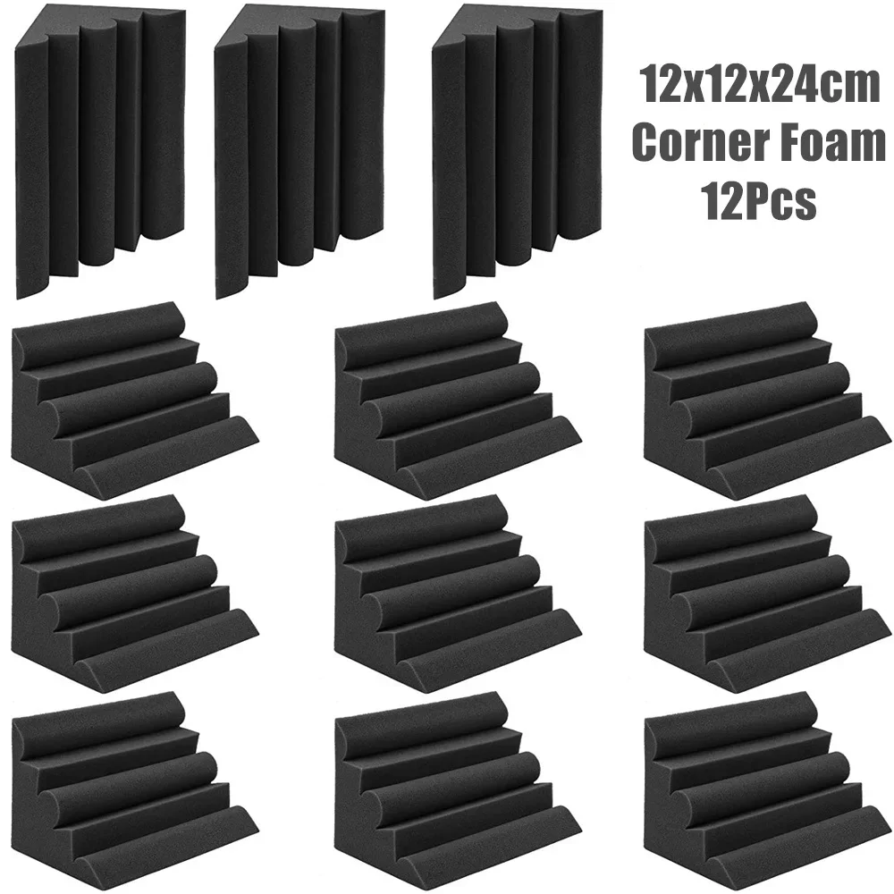 Soundproof Foam 16Pcs/Pack Acoustic Bass Traps Foam Kit 4Pcs 15x15x15cm Sound Absorbing Foam Cubes+12Pcs 12x12x24cm Corner High Density