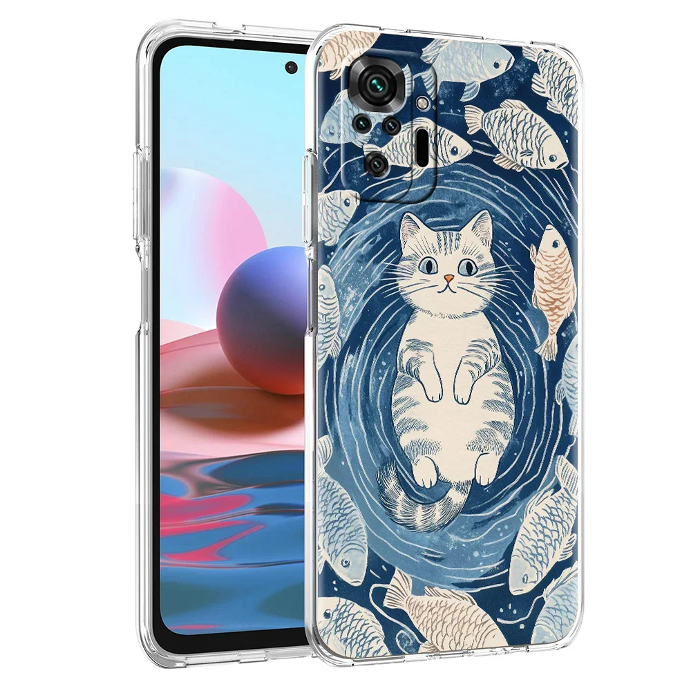 Cat Fishing Design Soft TPU Phone Case Cover