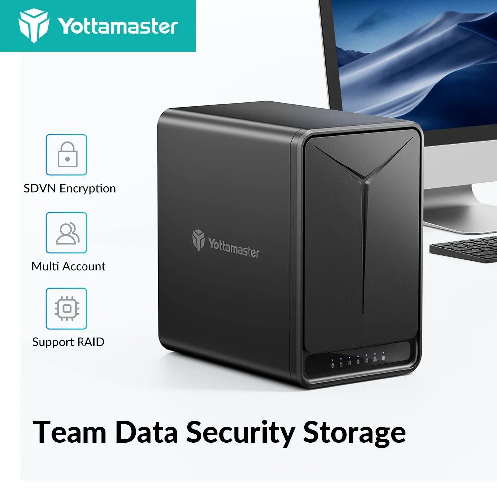Yottamaster 2/5 Bay Raid NAS Storage Server 2.5&rdquo;3.5&ldquo; SATA HDD SSD External Case Quad Core CPU DDR4 RAM Home Network Storage nas enclosure