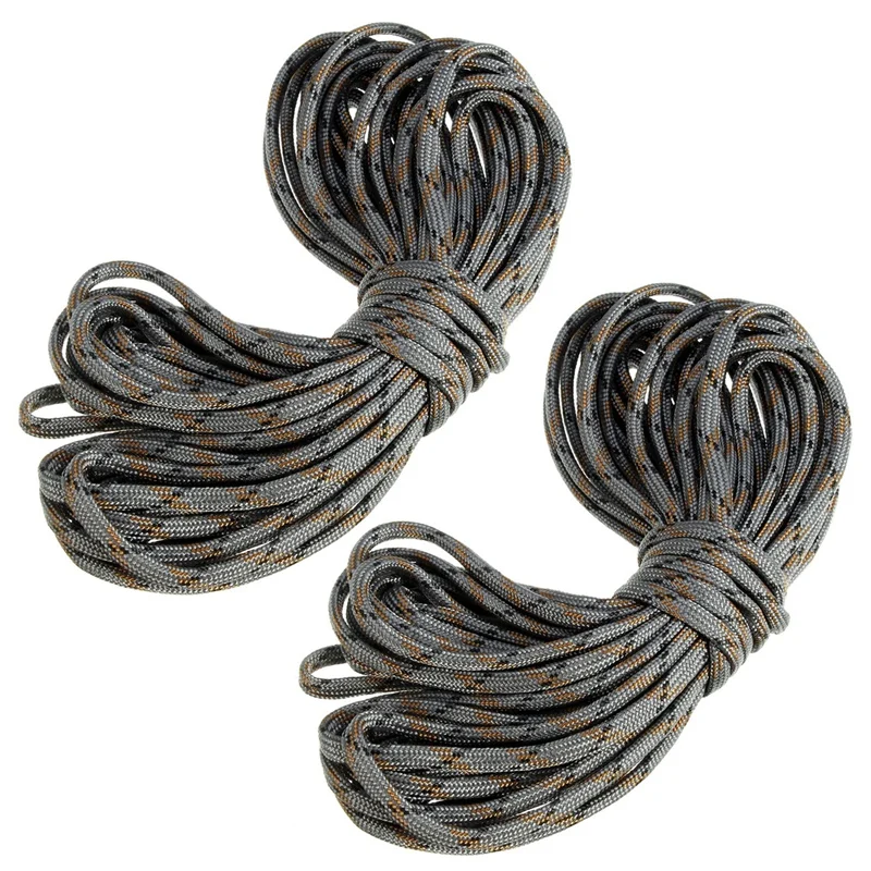 

2Pcs 7 Rope Paracord Parachute Rope Resistant Camping Survival Color: Grey Camo Length: 15M