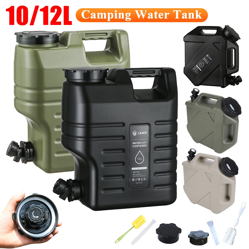 10/12L Water Bucket Portable Outdoor Camping Water Bag Container Large Capacity Car Tank with Faucet for Hiking Picnic