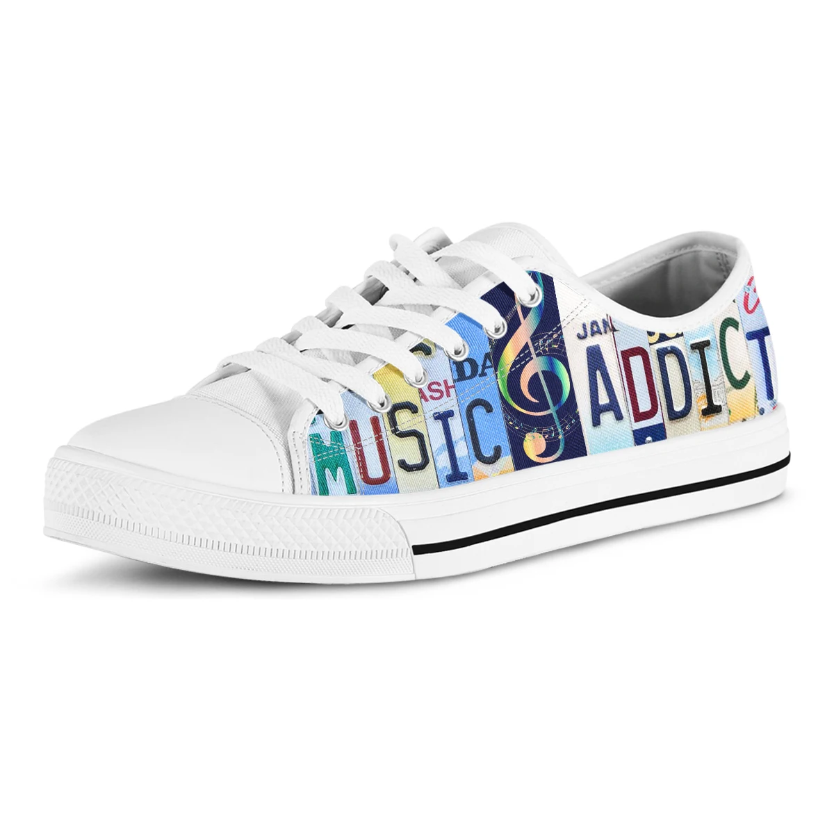 License Plate Music Addict Print Canvas Women Shoes Summer Autumn Breathable Cloth Casual Walking Outdoor Sports Shoes