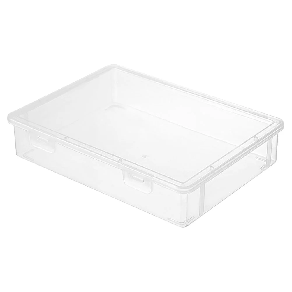 

Office Desk Organizer File Case Clear Plastic Scrapbook Paper Storage Box Pen Makeup Brush Case Documents Magazines Paper