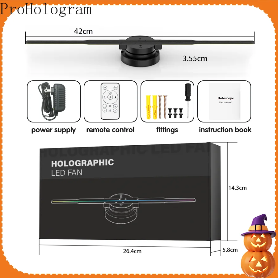 3D Hologram Projector Fan Wifi 42cm 244 LED App Control Led Display Sign Advertising Machine Player Holographic Fan 3d hologram fan