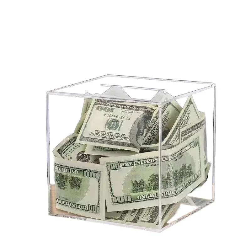 Cofrinho de acrílico de grande capacidade, seguro para crianças, com visor visível, moderno e sem necessidade de reembolso. Pote transparente para guardar dinheiro._voghion.com