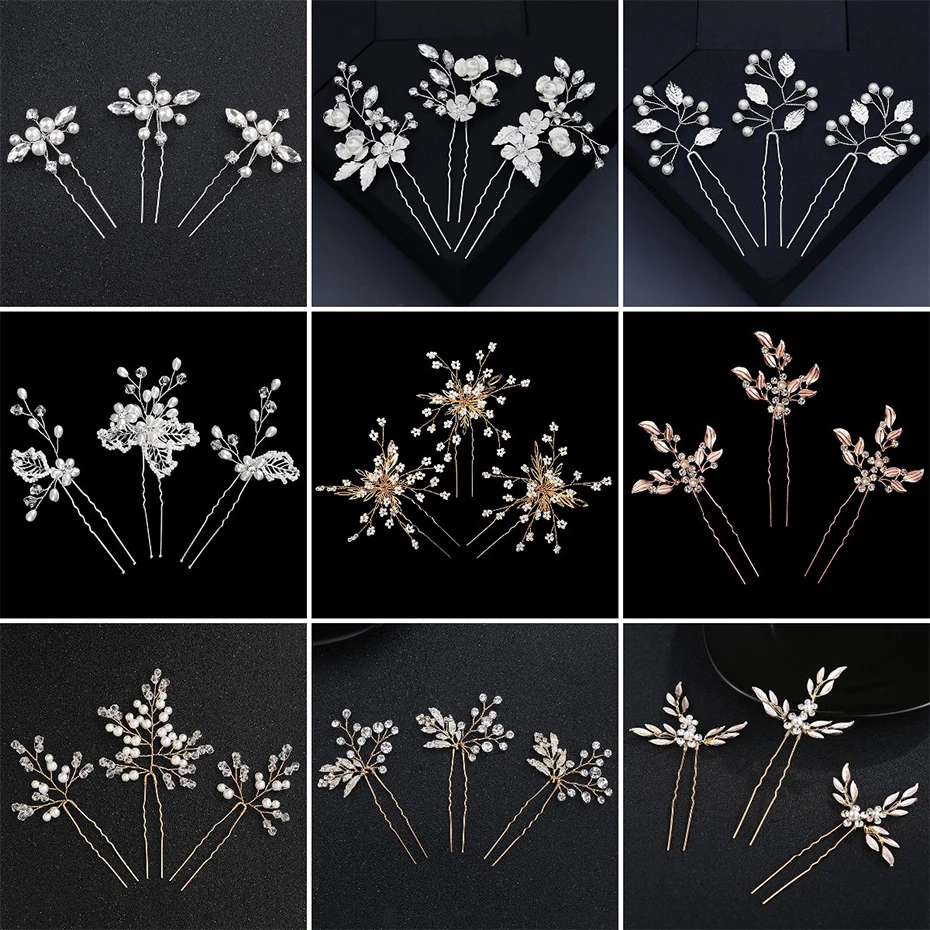 

Efily Wedding Hair Accessories Bridal Pearl Hairpin Bride Headdress Rhinestone Hair Pins Women Headpiece Jewelry Bridesmaid Gift