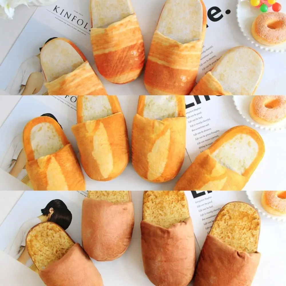 Creative Simulation Bread Slippers Soft Bottom Funny Plush French Bread Slippers Thick Sole Shoes 3D Bread Slides Bedroom 6