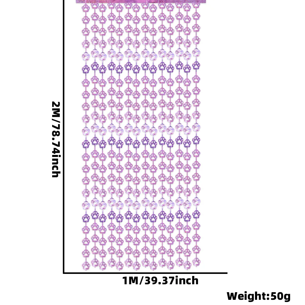 Pink Cat Paw Dog Paw Pet Theme Party Supplies Rain Curtain Background Wall Decor for Cat Dog Birthday Party