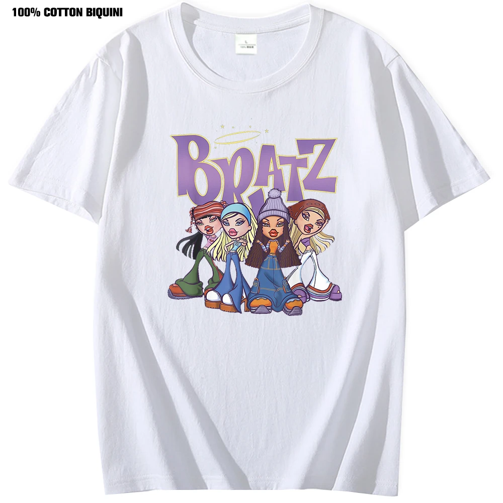 Bratz T shirt Harajuku Funny Cartoon Anime Manga tshirt Ropa Aesthetic  Graphic Tops 100% Cotton Men Oversized Clothes Unisex