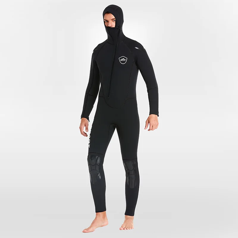 Men Scuba Diving Suit 5mm Thickness Wetsuits Warmth One-suit Hooded Diving Clothes for Spearfishing and Swimming Gear diving suits