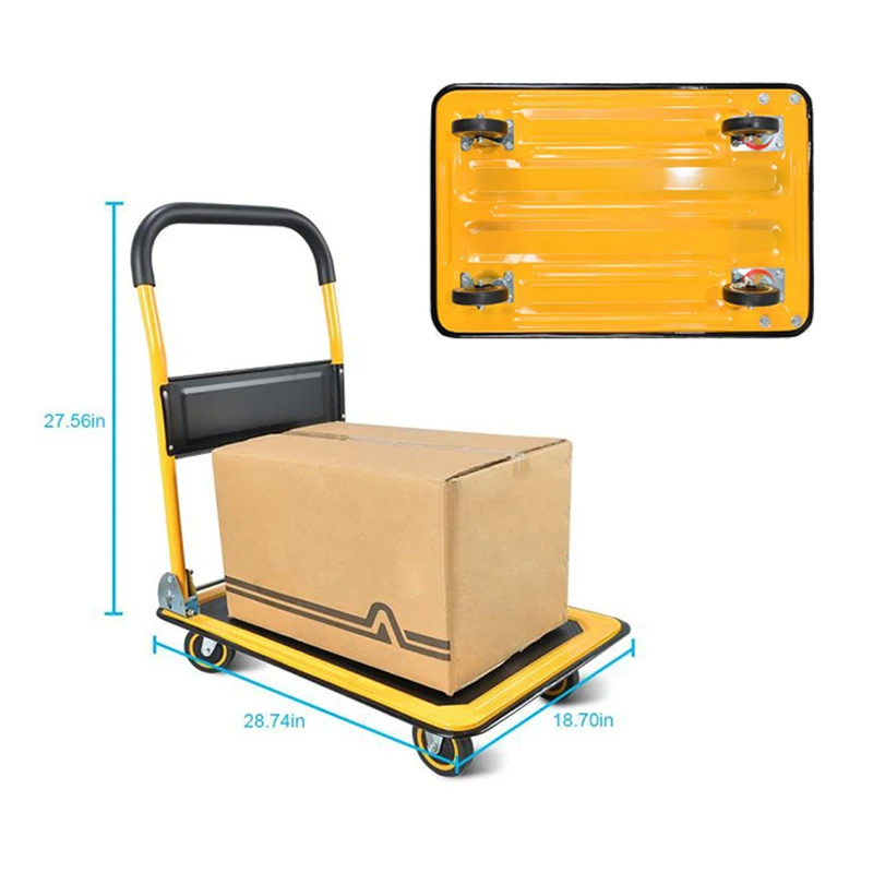 

Wholesale Platform Folding Hand Truck Store Foldable Portable Cart Platform Hand Trolley 4 Wheel Grocery Trolley Cart