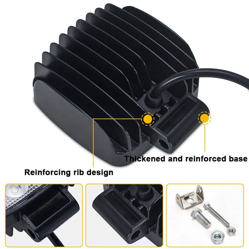 1개 사각형 LED 오프로드 라이트 12V 24V 48W 플러드 LED 작업등 트랙터 굴삭기 트럭 ATV UTV 그레이더 크롤러 도저 로더용